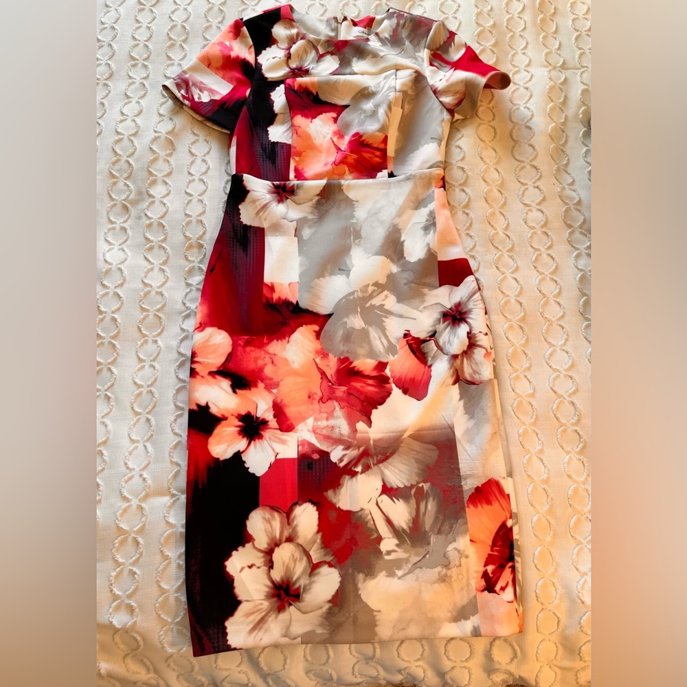 Calvin Klein floral stretch midi dress